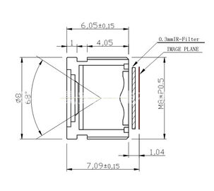 1/4" 4.2mm 5Megapixel M8*0.5 mount non-distortion lens for 5Mega CMOS sensors