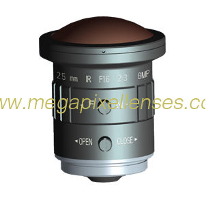 2/3" 2.5mm F1.6 8Megapixel CS mount 190degree Fisheye Lens for 2/3" 1/2" 1/2.7" sensors