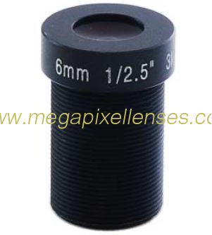 1/2.5" 6mm 3Megapixel F1.8 M12x0.5 mount IR Corrected cctv lens