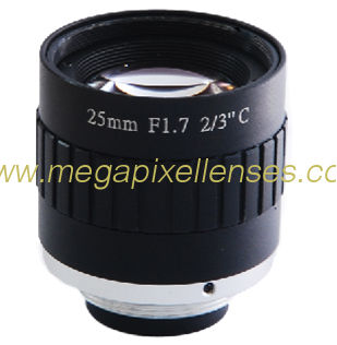 2/3" 25mm F1.7 5Megapixel Manual IRIS Low-distortion C-mount Lens for Traffic Monitoring
