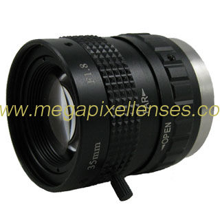 2/3" 35mm F1.8 5Megapixel Industrial C Mount Lens, F1.8~22 Φ11 for 2/3" & Φ8 for 1/2"
