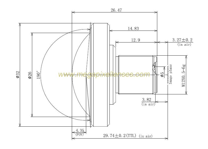 1/1.7" 1.29mm 12Megapixel M12 mount 190degree Fisheye Lens for IMX226 panoramic camera lens