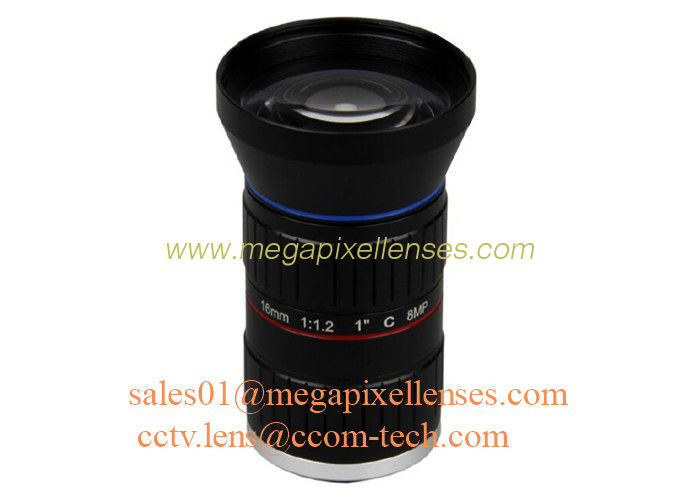 1" 16mm F1.2 8Megapixel C Mount Manual IRIS Low Distortion ITS Lens, 16mm Traffic Monitoring Lens