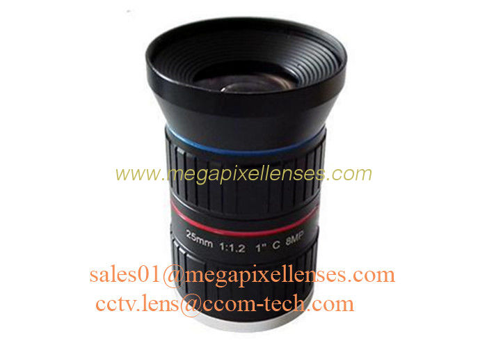 1" 25mm F1.2 8Megapixel C Mount Manual IRIS Low Distortion ITS Lens, 25mm Traffic Monitoring Lens