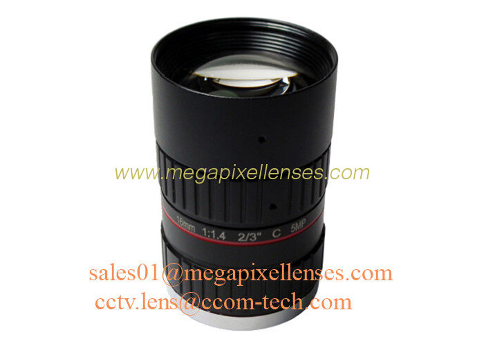 2/3" 16mm F1.4 5Megapixel Manual IRIS Low Distortion C Mount ITS Lens, 16mm Traffic Monitoring Lens