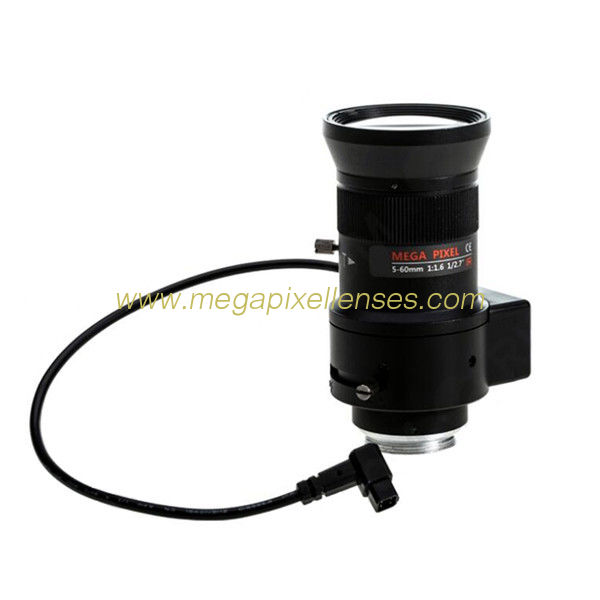 1/2.7" 5-60mm F1.6 Megapixel DC Auto IRIS Manual Zoom CS-mount Vari-focal Lens, 12X Zoom Lens
