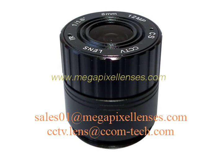 1/1.8" 8mm F2.0 12Megapixel CS mount IR fixed focal lens, 4K CS lens for CCTV IP cameras
