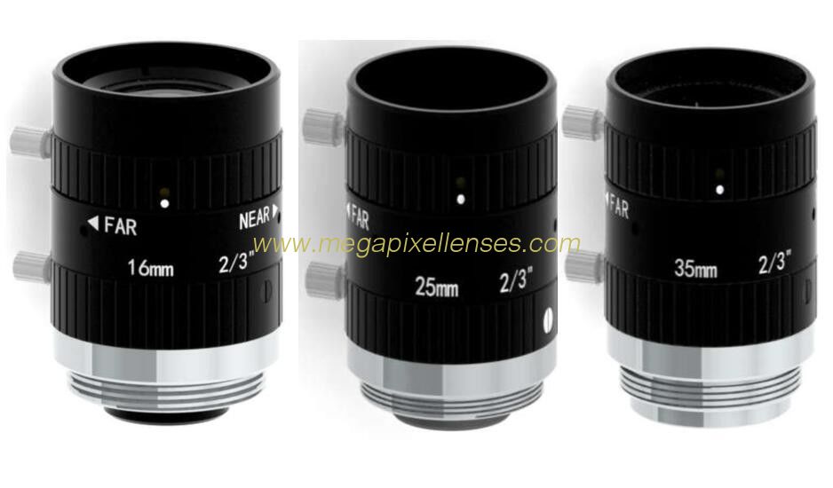 2/3" 16mm/25mm/35mm F1.8 5MP Manual IRIS C Mount Industrial FA Lens for 2/3", 1/1.8", 1/2", 1/2.9"