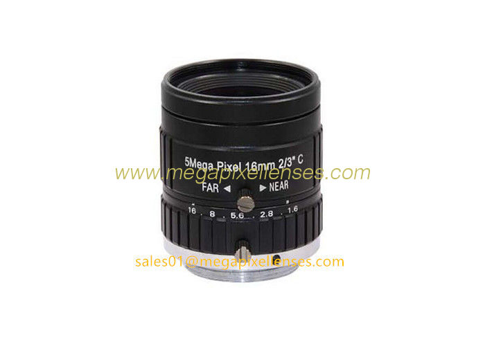 2/3" 16mm F1.6 Megapixel Manual IRIS C Mount Industrial FA Lens, 16mm 5MP machine vision industrial Lens