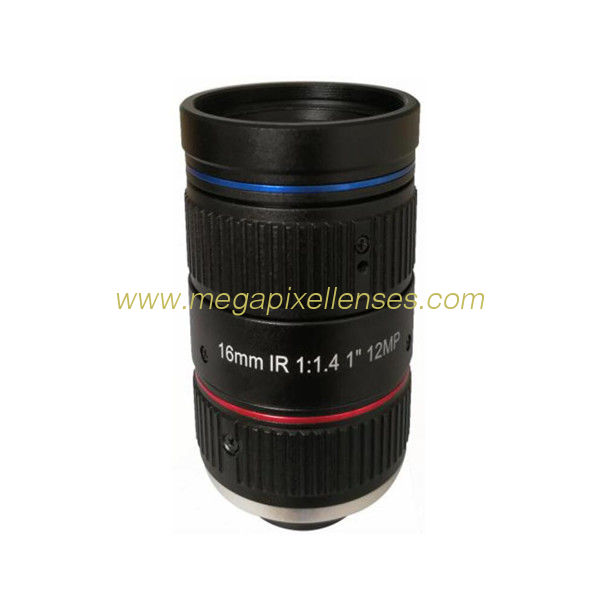 1" 16mm F1.4 12Megapixel Low Distortion C Mount ITS Lens with IR Collection, Traffic Monitoring Lens