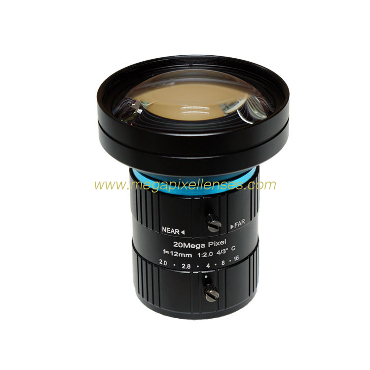 4/3" 12mm F2.0 20Megapixel HD Manual IRIS C Mount Industrial FA Lens, 12mm 20MP Industrial Machine Vision Lens